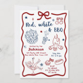 Uitnodiging voor Rood, Wit en BBQ-feest (Voorkant)