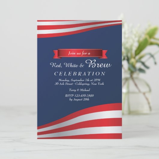 Uitnodiging voor rood, wit en brouwsel (Staand voorkant)