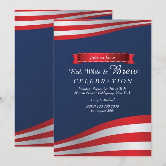 Uitnodiging voor rood, wit en brouwsel (Voorkant / Achterkant)