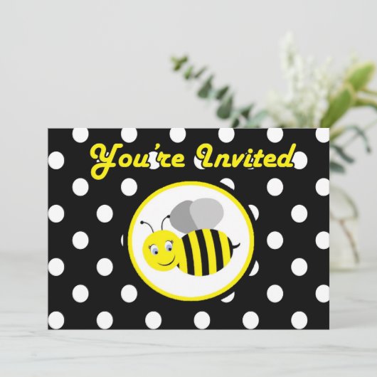 Uitnodiging voor roodbruin bijen - geel / zwart (Staand voorkant)