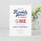 Uitnodiging voor Rookie-honkbaljongens 1e verjaard (Staand voorkant)
