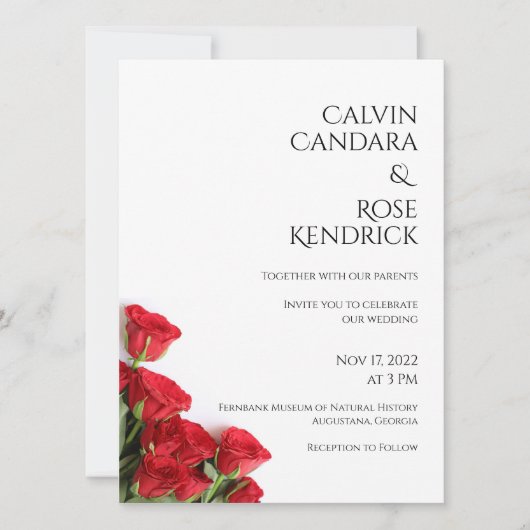 Uitnodiging voor roos bruiloft (Voorkant)
