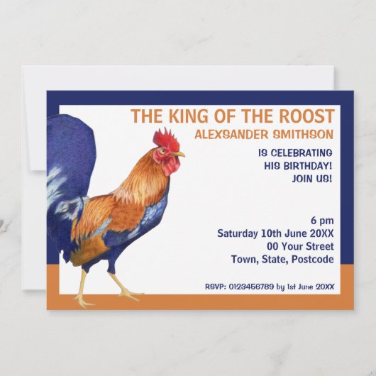 Uitnodiging voor Rooster Border Party (Voorkant)