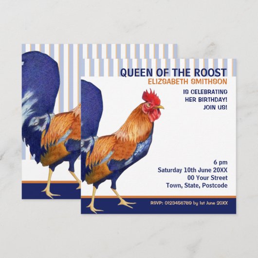 Uitnodiging voor Rooster Stripes (Voorkant / Achterkant)