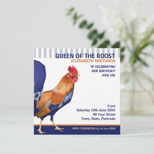 Uitnodiging voor Rooster Stripes (Staand voorkant)