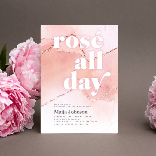 Uitnodiging voor Rosé-feest voor de bruid