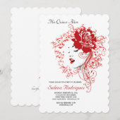 Uitnodiging voor Rose Red Quinceañera (Voorkant / Achterkant)