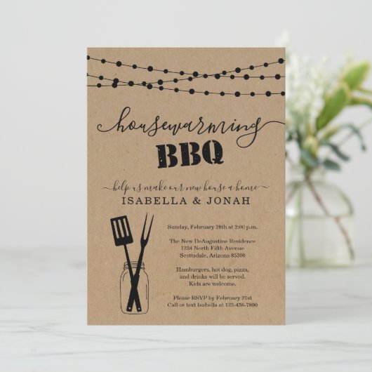 Uitnodiging voor Rotische Housewarming BBQ (Staand voorkant)