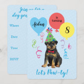 Uitnodiging voor rottweiler van Birthday Party-bal (Voorkant / Achterkant)