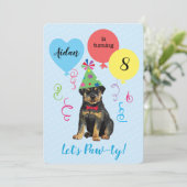 Uitnodiging voor rottweiler van Birthday Party-bal (Staand voorkant)
