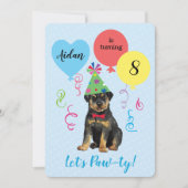 Uitnodiging voor rottweiler van Birthday Party-bal (Voorkant)