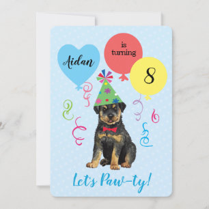 Uitnodiging voor rottweiler van Birthday Party-bal