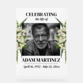 Uitnodiging voor rouwdienst - Levensviering Bloem Acryl Bord (Voorkant)