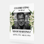 Uitnodiging voor rouwdienst - Levensviering Bloem Acryl Bord (Hoek)