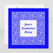 Uitnodiging voor Royal Blue & White Key Afstudeerd (Voorkant / Achterkant)