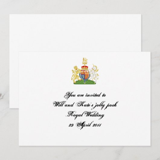 Uitnodiging voor Royal Wedding Party (Voorkant / Achterkant)