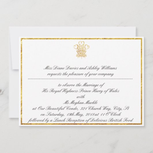 Uitnodiging voor Royal Wedding Party | Londen UK (Voorkant)