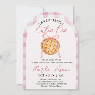 Uitnodiging voor roze babyshower 'Little Cutie Pie
