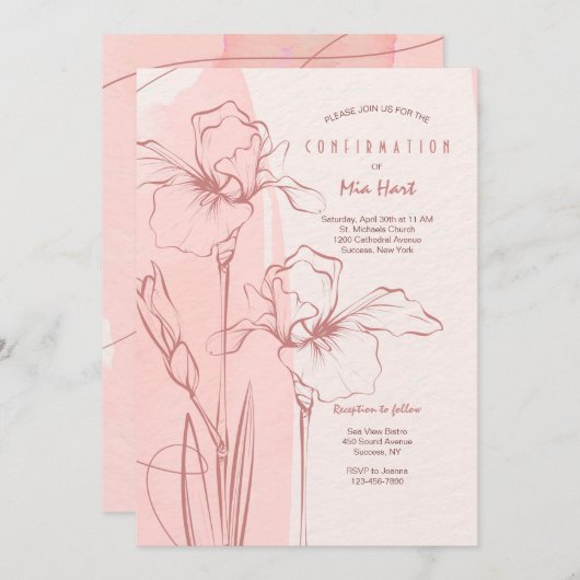 Uitnodiging voor roze bevestiging (Voorkant / Achterkant)