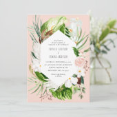 Uitnodiging voor roze, blauwgroen en orchidee trop (Staand voorkant)