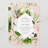 Uitnodiging voor roze, blauwgroen en orchidee trop (Voorkant / Achterkant)