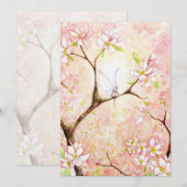 Uitnodiging voor Roze Bloesem Uitzicht (Voorkant / Achterkant)