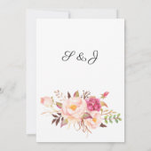 Uitnodiging voor Roze Blush Bloeiend Bloemmenu (Achterkant)