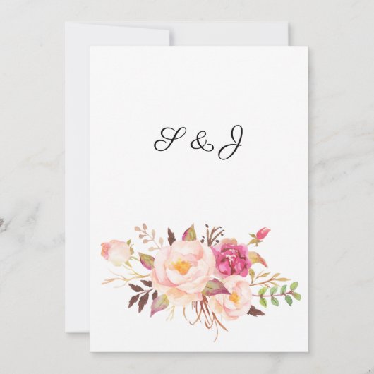 Uitnodiging voor Roze Blush Bloeiend Bloemmenu (Achterkant)