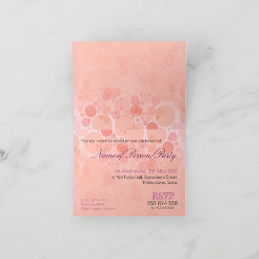 Uitnodiging voor roze bundelpartij (Binnen)