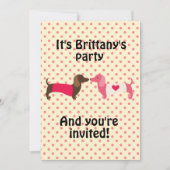 Uitnodiging voor roze Dachshund Party (Voorkant)