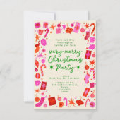 Uitnodiging voor roze en rode feestdagen (Voorkant)