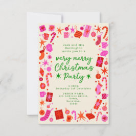 Uitnodiging voor roze en rode feestdagen