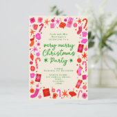 Uitnodiging voor roze en rode feestdagen (Staand voorkant)