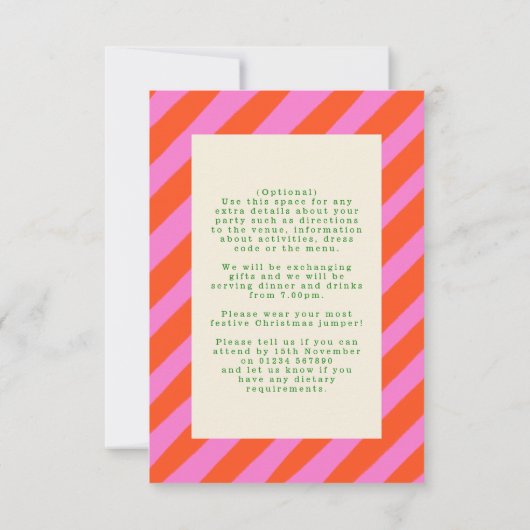 Uitnodiging voor roze en rode feestdagen (Achterkant)