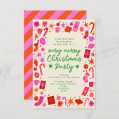 Uitnodiging voor roze en rode feestdagen (Voorkant / Achterkant)