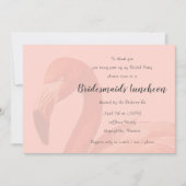Uitnodiging voor roze flamingo bruidsmeisjes lunch (Voorkant)