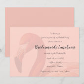 Uitnodiging voor roze flamingo bruidsmeisjes lunch (Voorkant / Achterkant)