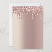Uitnodiging voor Roze Gouden Glitter Drips Bruidsf (Achterkant)