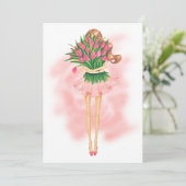 Uitnodiging voor roze lente- en feestdag (Staand voorkant)