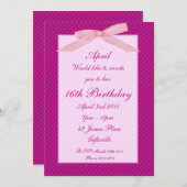 Uitnodiging voor roze lint (Voorkant / Achterkant)