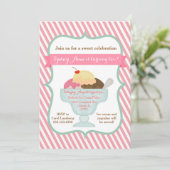 Uitnodiging voor roze-meisjes-Ice Cream-partij (Staand voorkant)