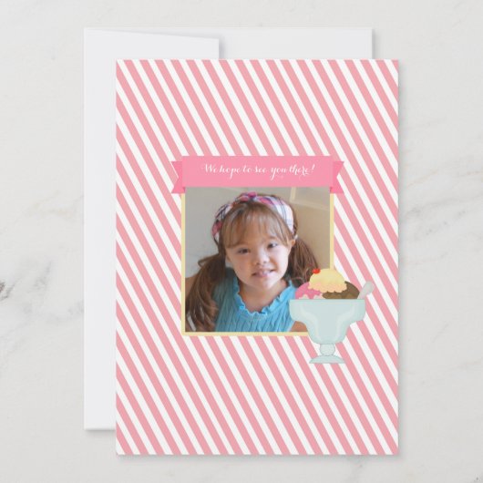 Uitnodiging voor roze-meisjes-Ice Cream-partij (Achterkant)