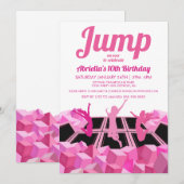 Uitnodiging voor Roze Meisjes Trampoline Park Fees (Voorkant / Achterkant)