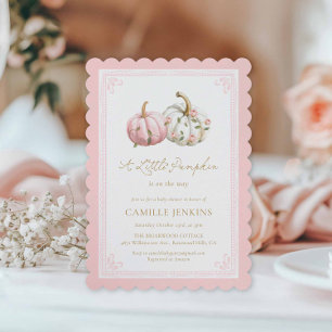 Uitnodiging voor Roze Pompoen Baby Shower in de he