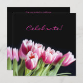 Uitnodiging voor roze tulpbuis van de Jubileum (Voorkant / Achterkant)