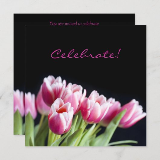 Uitnodiging voor roze tulpbuis van de Jubileum (Voorkant / Achterkant)