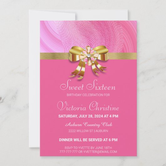 uitnodiging voor roze verjaardag (Voorkant)