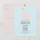 Uitnodiging voor roze verjaardagsfeestje met cute  (Voorkant / Achterkant)