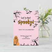 Uitnodiging voor Roze & Zwarte Halloweenfeest (Staand voorkant)