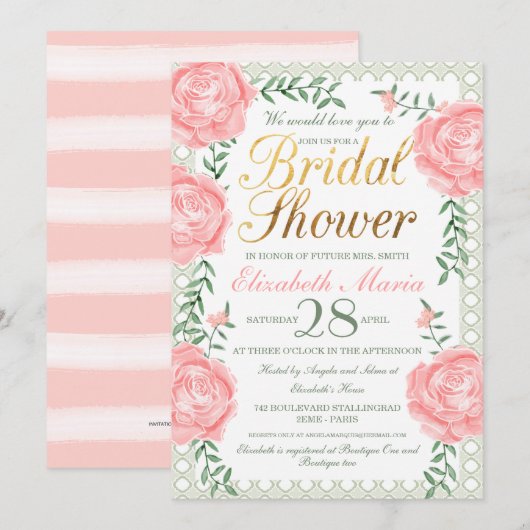 Uitnodiging voor Rozen van de Franse tuin (Voorkant / Achterkant)